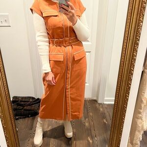 Mare mare x Anthropologie honey white piping button up shirt dress 

size Small